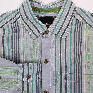 TOMMY BAHAMA Men's Large Gray Green Button Shirt